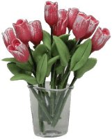 12 Pink Tulips in Oval Crimped Vase