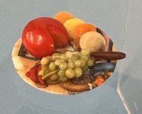 (image for) Grapes and cheese tray with knife