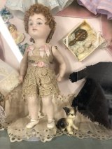 5" Tall All Bisque Jointed Doll with Trousseau