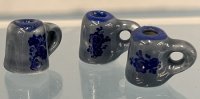 (image for) Set of Blue Mugs with Flowers