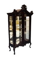 (image for) Vintage Bespaq China or Curio Cabinet With Ornate Full Bonnet Top and Cabriole Legs