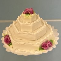 (image for) Four Layer white cake with pink roses