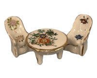 (image for) Porcelain Table and Chairs with Floral Design