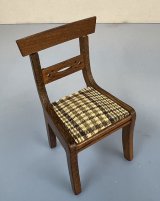 Vintage Chair with Plaid Seat Cushion