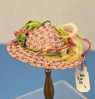 (image for) Pink Straw Hat with Pink Roses