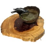 Crow Drinking Water from Acorn on Cedar Wood Piece (image for) Crow Drinking Water from Acorn on Cedar Wood Piece