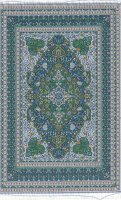 (image for) Woven Turkish Rug with Greens, Blues and White Fringe