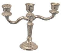 (image for) Silver Tone 2-Arm 3-Candle Candelabra