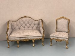 (image for) Blue Brocade Sofa and Chair