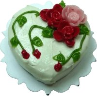 (image for) White Heart Shaped Cake with Roses