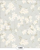 (image for) Japanese Dogwood Floral - White on Dusty Blue