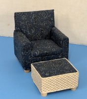 (image for) Dark Denim Blue Chair and Ottoman