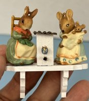 (image for) Bunnies and Birdhouse on White Shelf