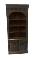 (image for) Dark wood bookshelf with two drawers