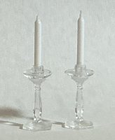 (image for) Pair of Clear Candlesticks with Candles