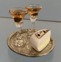 (image for) Silver Tray with 2 Cosmopolitans and Cheese Wedge