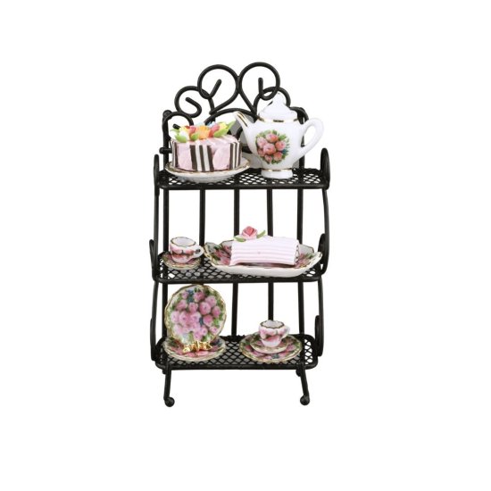 (image for) Cake Rack With Tea Set in Rose Design - Click Image to Close