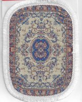 (image for) Rounded woven carpet 7 1/2" x 5 1/2" with fringe