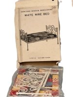 (image for) White Wire Bed with patchwork bedding-vintage-in box