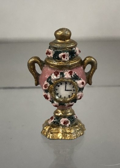 Brooke Tucker Pink Urn Clock with Roses - Click Image to Close