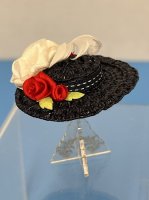 (image for) Black Straw Hat with Red Roses