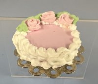 (image for) Pink Frosted Cake with White Frosting