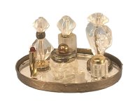 (image for) Large Oval Mirrored Vanity Tray with 7 Perfumes, Powder, Lipstick and more