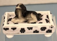 (image for) White with Black Wood Dog Bed