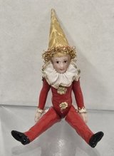 Handpainted Red Jointed Bisque Clown Doll (image for) Handpainted Red Jointed Bisque Clown Doll