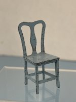 (image for) Antique Tootsie Toy Cast Metal Light Blue Chair