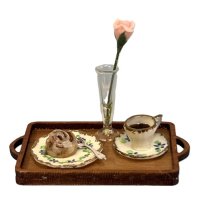 (image for) Wood Bed Tray with Pastry, Coffee, and a Rose