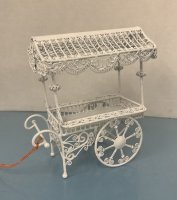 (image for) White Wire Flower Cart-very ornate
