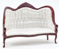 (image for) Victorian Sofa, Mahogany, White Brocade