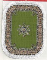 (image for) Rounded woven carpet 7 1/2" x 5 1/2" with fringe