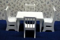 (image for) White Table/Chair Set - 5 Pieces