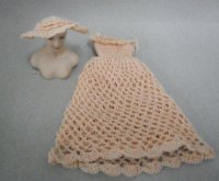 (image for) Long Peach Crocheted Dress & Hat