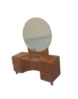 (image for) Modern Dresser with Art Deco Type Round Mirror and Acrylic Tray Beneath