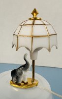 (image for) Elephant Figurine Lamp with Tiffany Shade