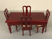 (image for) Red Mahogany Dining Room Table and Chairs