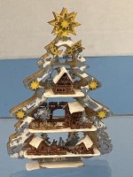 (image for) Painted Christmas tree with tiny houses