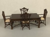 (image for) CHIPPENDALE DINING TABLE W/CHAIRS WALNUT