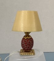 (image for) Table Lamp with Variegated Red Base with Brass Trim