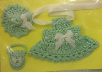 (image for) Tiny Green Crocheted Dress, Hat, & Purse