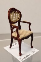 (image for) 1/24th Mahogany Chair with Light Brown Fabric