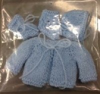 (image for) Hand Knitted Blue Sweater, Cap, and Booties