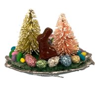 (image for) Easter Tray with Chocolate Bunny and Trees and Eggs