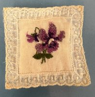 (image for) Pillow with Embroidered Violets