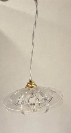 Clear Acrylic Hanging Light with Brass Top