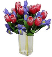 (image for) Tulips/Iris in Square Vase