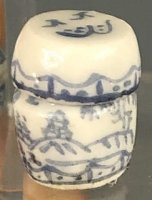 (image for) White Lidded Jar with Blue Detailing